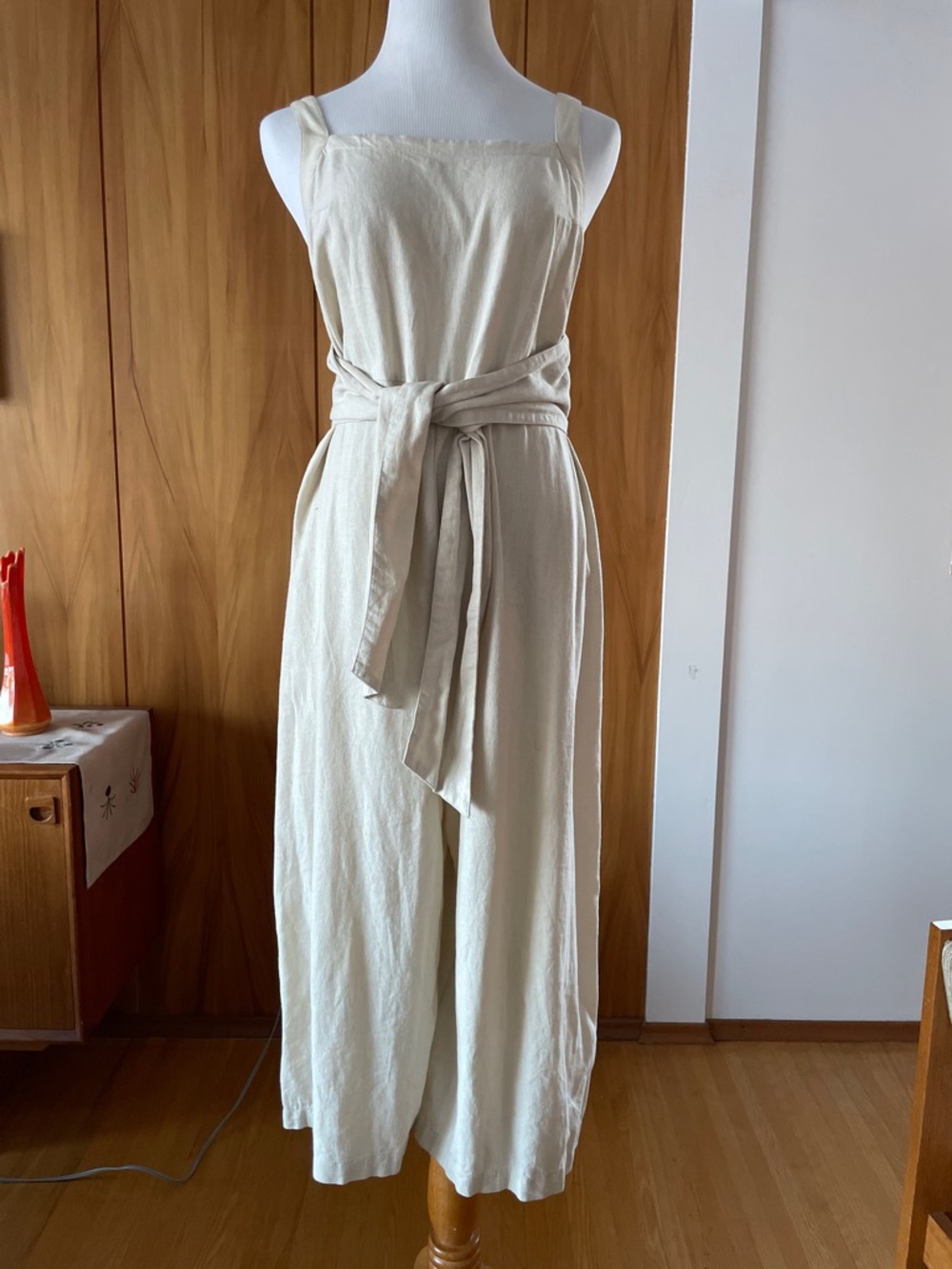 Cream Linen Blend Jumpsuit